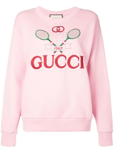 Shop Gucci Tennis Sweatshirt In 5904 Sugar Pink/mc