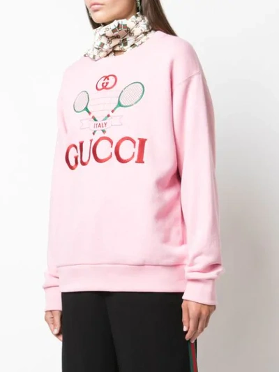 Shop Gucci Tennis Sweatshirt In 5904 Sugar Pink/mc