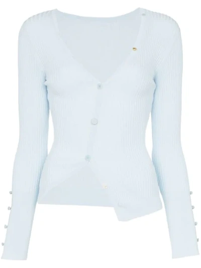 Shop Jacquemus Asymmetric Cardigan In Blue