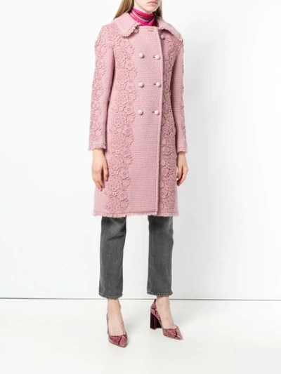 Shop Blumarine Floral Embroidered Coat - Pink