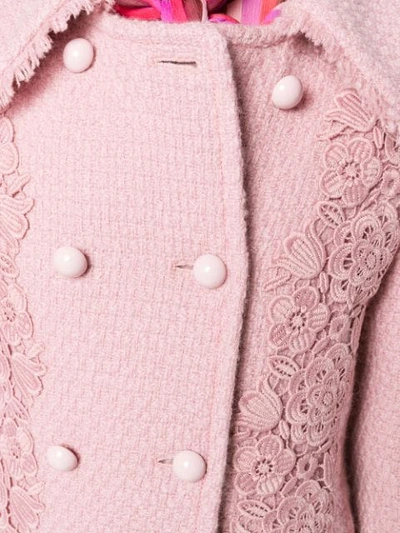 Shop Blumarine Floral Embroidered Coat - Pink