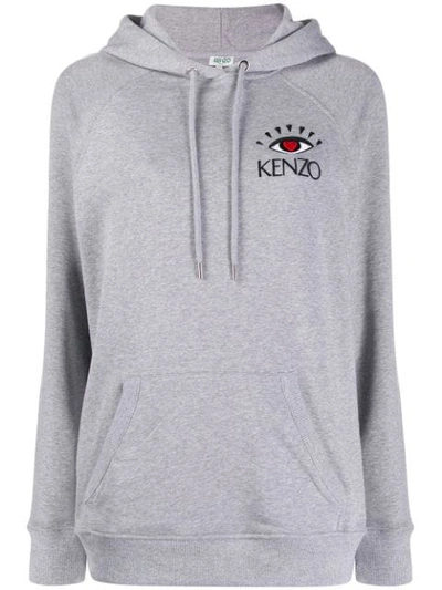 Shop Kenzo Cupid Eye Motif Hoodie In Grey