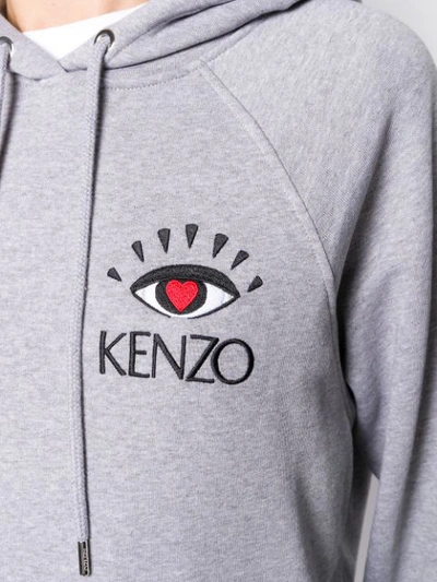 Shop Kenzo Cupid Eye Motif Hoodie In Grey