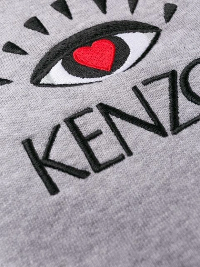 Shop Kenzo Cupid Eye Motif Hoodie In Grey