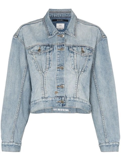 Shop Ksubi X Kendall Jenner Karma Cropped Denim Jacket In Blue