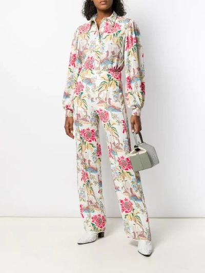 Shop Peter Pilotto Floral Print Trousers In White
