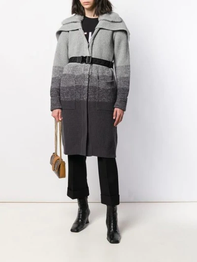 Shop Fendi Degradé Knitted Coat In Grau