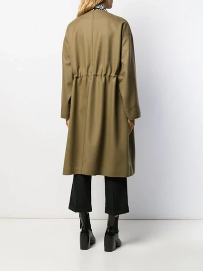 Shop Rochas Wool Blend Panelled Coat In Brown