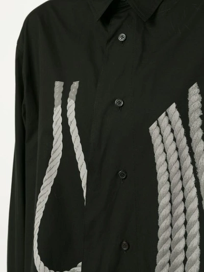 Shop Yohji Yamamoto Rope Print Long-line Shirt - Black