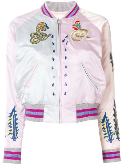 Shop Diesel Embroidered Snakes Bomber Jacket - Multicolour
