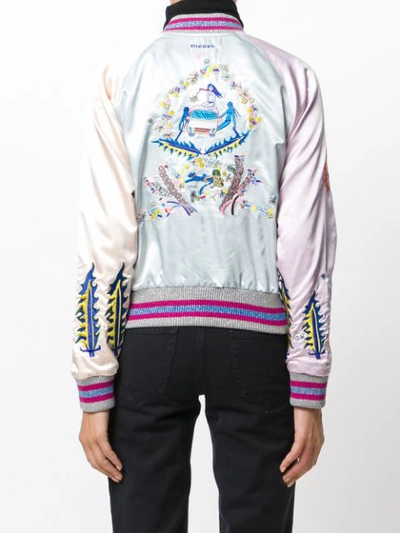 Shop Diesel Embroidered Snakes Bomber Jacket - Multicolour