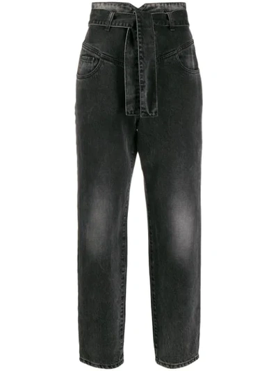 Shop Pinko High-waisted Straight-leg Jeans In Grey