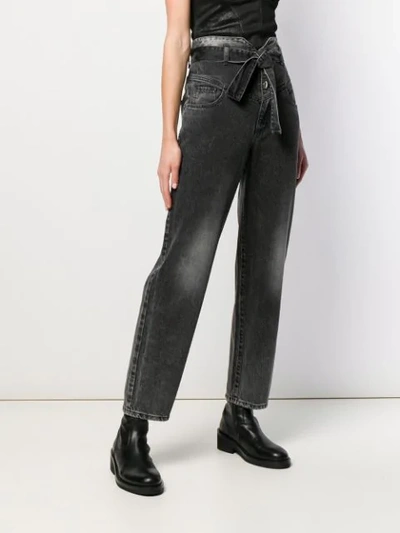 Shop Pinko High-waisted Straight-leg Jeans In Grey