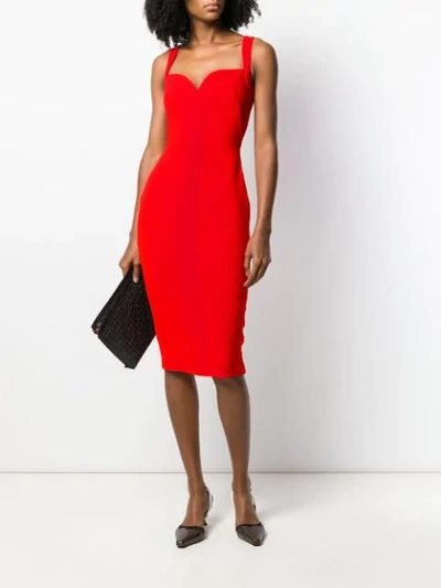 Shop Victoria Beckham Sweetheart Fitted Midi Dress In Red