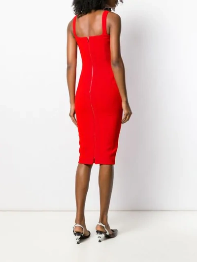 Shop Victoria Beckham Sweetheart Fitted Midi Dress In Red