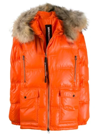 Shop As65 Zipped Padded Jacket In Orange