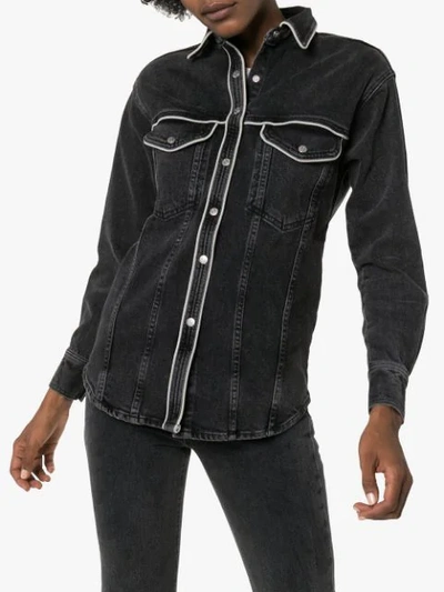 Shop Simon Miller Western-inspired Denim Shirt In Grey