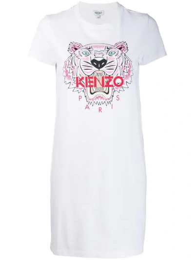 Shop Kenzo Tiger Logo T-shirt Dress In White