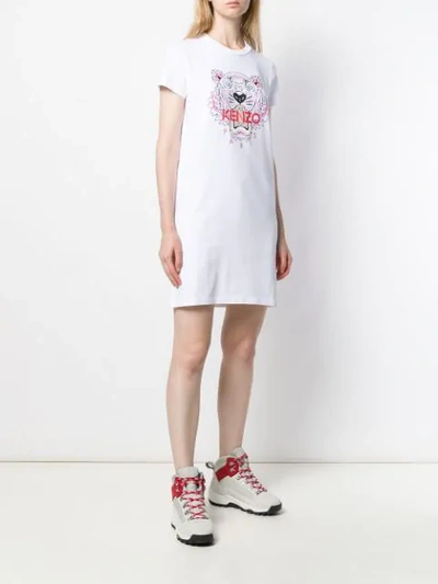 Shop Kenzo Tiger Logo T-shirt Dress In White