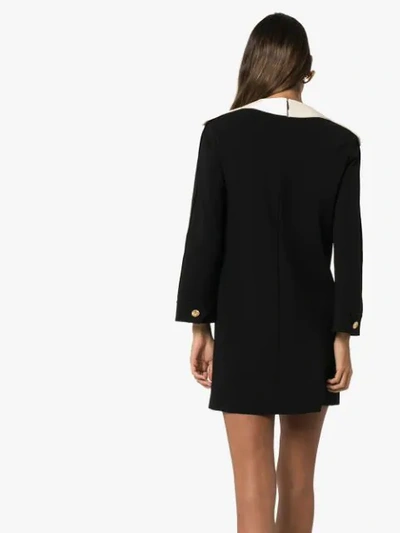 Shop Gucci Button-embellished Shift Mini Dress In Black