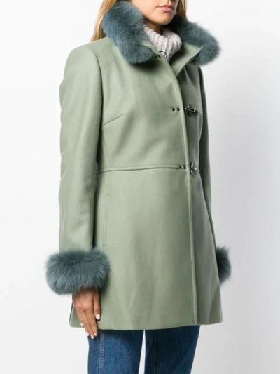 Shop Fay Fur Details Coat In Rcpv610 Green