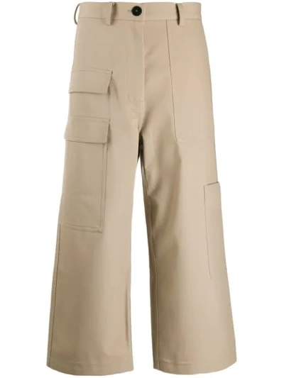 Shop Sofie D'hoore Cropped Wide Leg Trousers In Neutrals