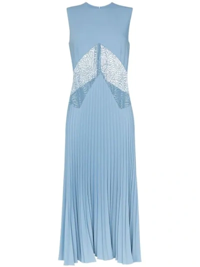 Shop Beaufille Delaunay Lace Insert Dress In Blue
