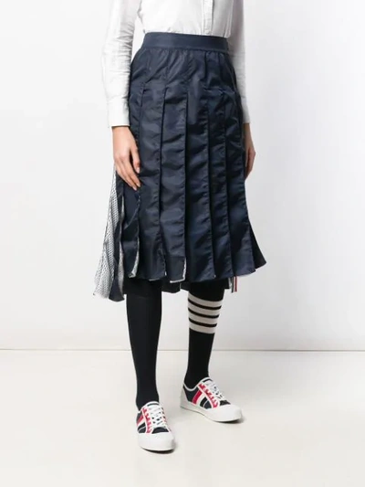 Shop Thom Browne Navy Mesh Pleated Skirt In 415  Navy