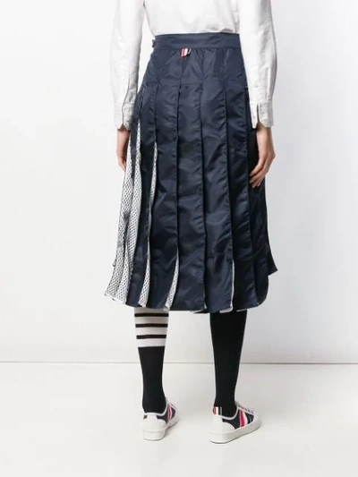 Shop Thom Browne Navy Mesh Pleated Skirt In 415  Navy