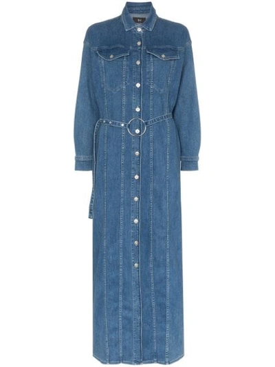 Shop 3x1 Tessa Belted Denim Maxi Dress In Blue