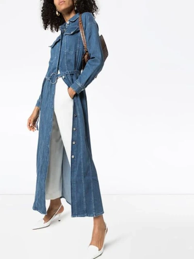 Shop 3x1 Tessa Belted Denim Maxi Dress In Blue