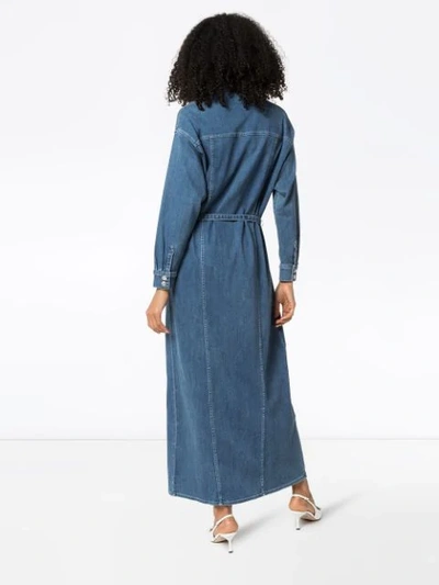 Shop 3x1 Tessa Belted Denim Maxi Dress In Blue