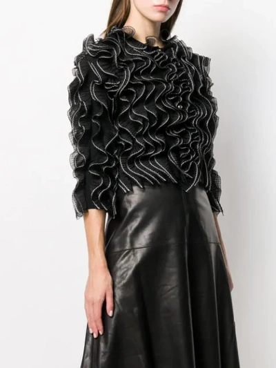 Shop Alexander Mcqueen Pleated Ruffle Jacket In Black