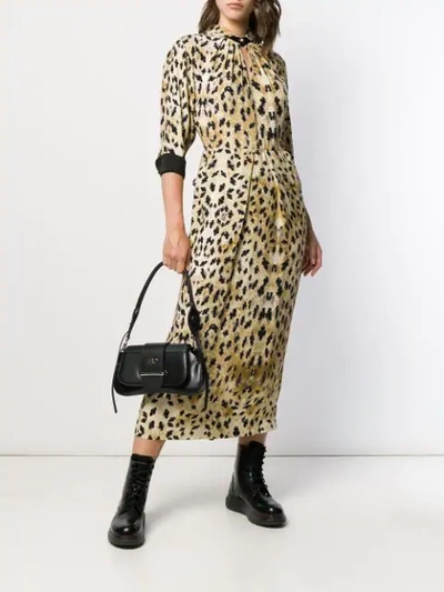 Shop Prada Animal Print Midi Dress In Neutrals