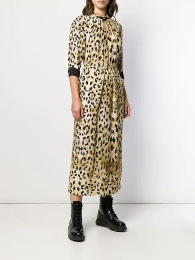 Shop Prada Animal Print Midi Dress In Neutrals