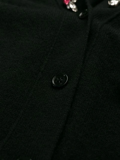 Shop Alexander Mcqueen Crystal Embellished Wool Cardigan In Black