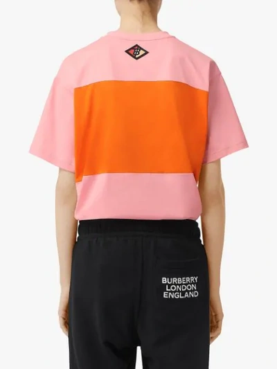 Shop Burberry Logo Graphic Panelled Cotton Oversized T-shirt In Pink
