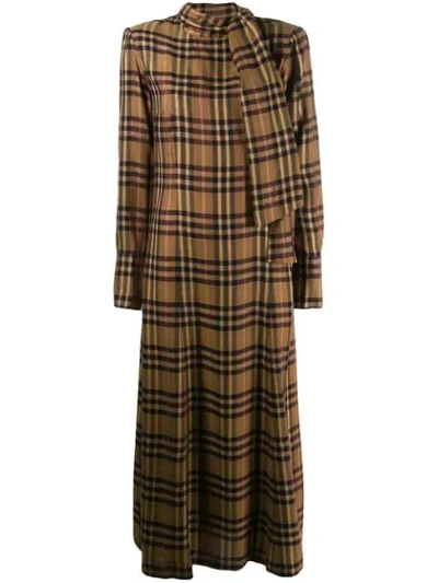 Shop A.f.vandevorst Diamond Check Maxi Dress In Brown