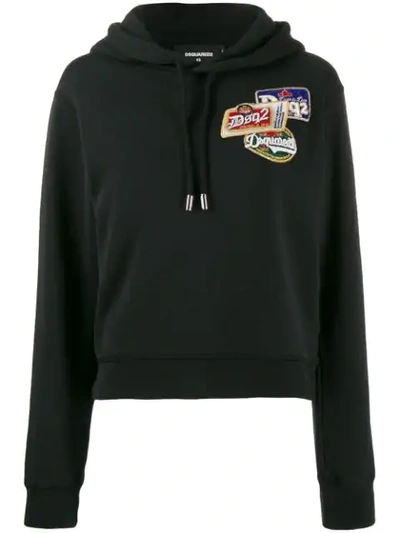 Shop Dsquared2 Hooded Logo Sweat Shirt In Black