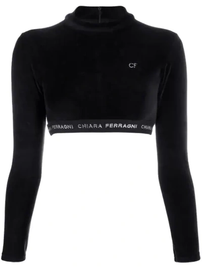 Shop Chiara Ferragni Logo Band Cropped Sweatshirt In Black