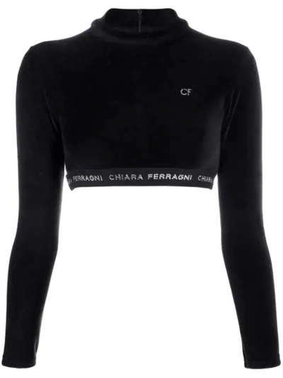 CHIARA FERRAGNI LOGO BAND CROPPED SWEATSHIRT - 黑色