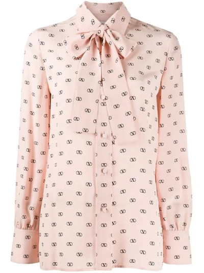 Shop Valentino Vlogo Print Blouse In Pink