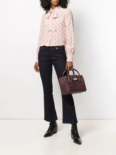 Shop Valentino Vlogo Print Blouse In Pink