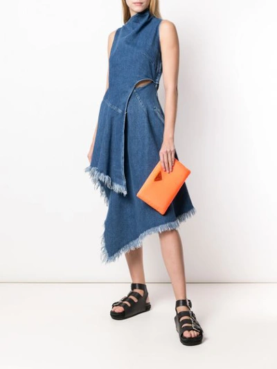 Shop Marques' Almeida Asymmetric Denim Dress In Blue