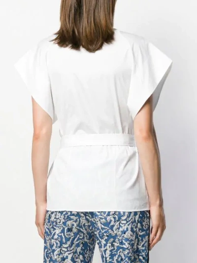 Shop Victoria Victoria Beckham Belted Short-sleeved Shirt In White