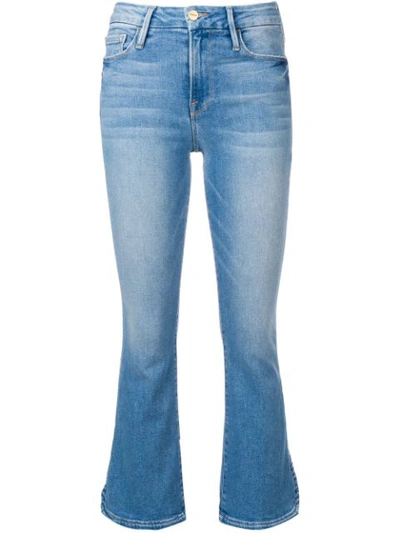 Shop Frame Cropped Flared Jeans In Blue