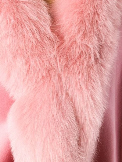 Shop Liska Fur-trimmed Cape In Pink