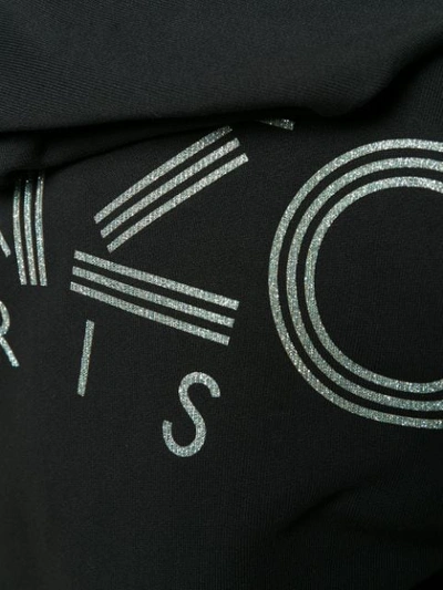 Shop Kenzo Rear Logo Print Zipped Hoodie In Black