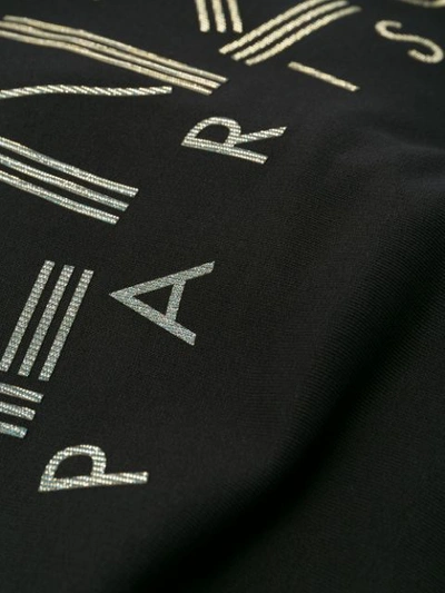 Shop Kenzo Rear Logo Print Zipped Hoodie In Black