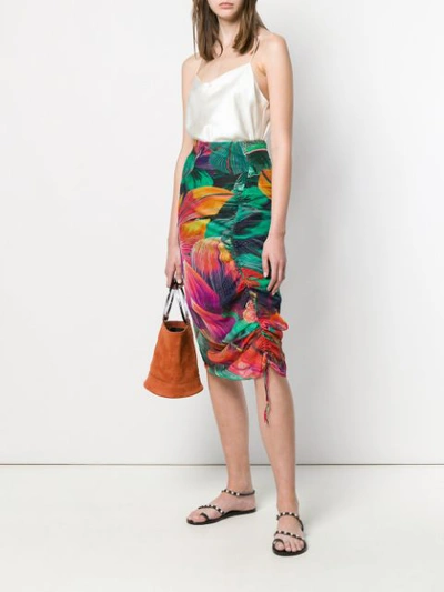 Shop Pinko Floral Print Skirt In Green